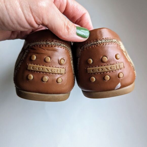 Coach Lock Up Driver Slip On Khaki Saddle Brown Loafers 8 - Picture 7 of 16